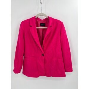 Et Vous Linen Blend‎ Blazer Hot Pink Fuchsia One Button UK 14 / US 10-12
